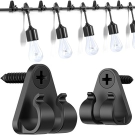 Lewufe Hooks for Outdoor String Lights Clips, Christmas Light Clips Weatherproof, Lights Hanger Hooks for Hanging Christmas Light, Fairy Light, Cable, Holiday Decor - Black, 50 Pack