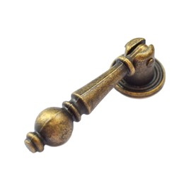4 Pcs Bronze Drawer Pulls Vintage Decorative Handles Antique Brass Knobs Retro Copper Single Hole Pull with Screw for Furniture Cabinet Cupboard Dresser Small Size (Disk Dia:3/4", Height:2-1/4")