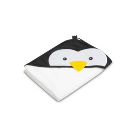 Sensillo - Baby Towel with Hood 100 x 100 cm - Soft and Absorbent Baby Bathrobe - 100% Cotton Terry Cloth - Absorbs Moisture - Charming Design - Penguin - White