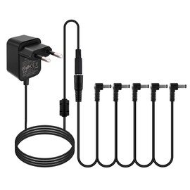 HOEREV Guitar Pedal Power Supply 9 V DC Power Cable Current 1 A 1000 mA Tip Negative for Guitar Pedal Power Supply (9V1A), EU, EU 9V1A 5 Plug