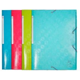 Exacompta - Ref 55220E - 1928 Collection -Elasticated 3 Flap Folder - 22 x 31cm, Suitable for A4 Documents, 600g Embossed & Coated Pressboard - Assorted Colours (Pack of 24)
