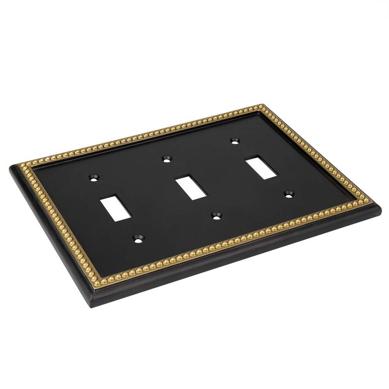 Pearled Frame Decorative Wall Plate Switch Plate Outlet Cover (Triple