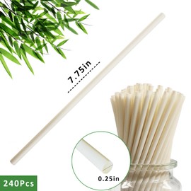 100% Biodegradable Bamboo Fibre Straws, Pack of 240 Bamboo Straws, Disposable for Hot and Cold Drinks, Environmentally Friendly & Compostable