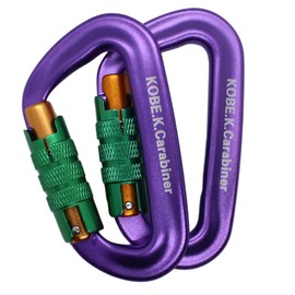 Kobe Shikaru Breaking Strength Approx. 266.5 lbs (1,200 kg), Domestic Tested, Auto-Lock Carabiner, Domestic Tested, 2 Pack (Brutal Angel Color)