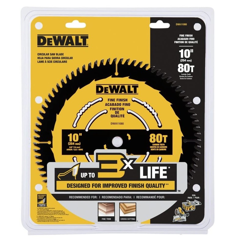 DEWALT Table Saw Blade, 10 inch, 80 Tooth, Fine Finish,