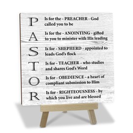Pastor Appreciation Christian Gifts, Wooden Plaque with Wood Stand, Inspirational Religious Scripture Rustic Positive Wood Sign Motivational Bible Verse Home Office Decor for Tabletop Desktop - 38