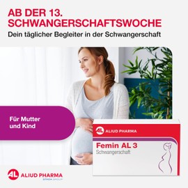 Femin AL 3 Pregnancy: Folic Acid & Vitamins from 13th Week of Pregnancy - Contains L-Methylfolate & DHA - Supports Tissue, Blood Formation & Immune System, 60 Capsules