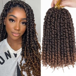 Xtrend 8 Packs/lot 12 Inch Pre twisted Passion Twist Hair Crochet Braiding Hair 12strands Synthetic Ombre Color Hair Passion Twist Hair Curly Ends T30