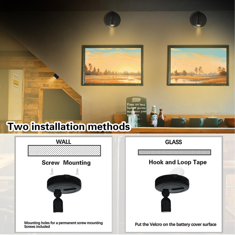 BERGUSTCH Rechargeable Spotlight Indoor, Battery Operated Picture Light with Remote,
