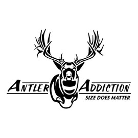 Antler Addiction Deacl - Mule Deer Skull Decals - Hunting Automotive Window Decal - Mule Deer Sticker - Deer Stickers - Truck Decals - Hunters Image