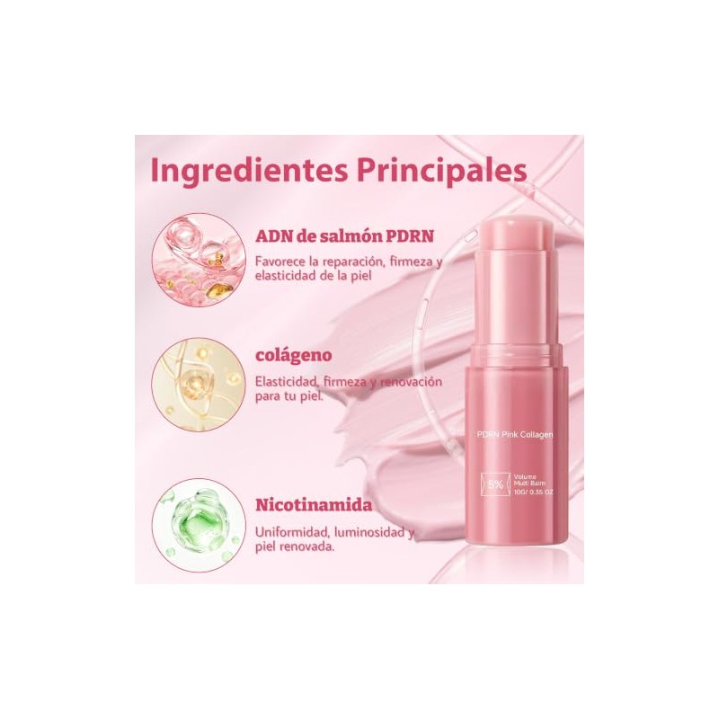 2PCS PDRN Pink Collagen Volume Multi Balm Stick, para Rostro