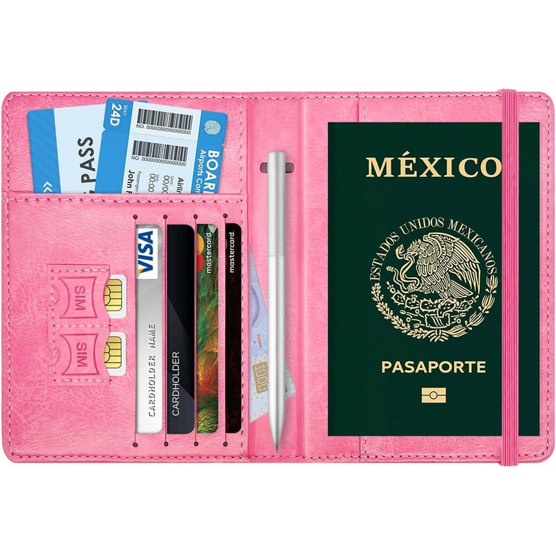 Porta Pasaporte y Visa Mexicano Pasaporte Funda con 10 Compartimientos