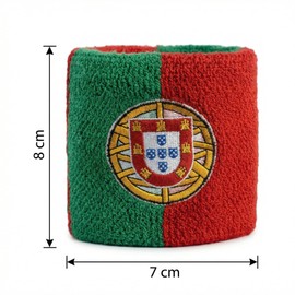 Flaggenfritze Portugal Sweatbands with Free Sticker, Set of 2, Each 7 x 8 cm, for Adults and Teenagers, Sports/Fitness/Yoga
