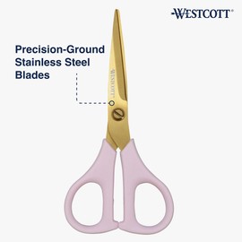 Westcott All-Purpose Kitchen Snips for Herbs, Pink with Gold Blade - Precision-Ground Blades, Durable Design, Ideal Kitchen Scissors for Everyday Tasks, 5-Inch