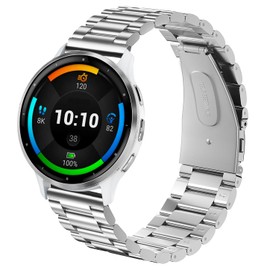 Compatible for Garmin Venu 3 Band, Lamshaw Quick Release 22mm Stainless Steel Metal Replacement Straps Compatible with Garmin Venu 3/Venu 2/Forerunner 255/Forerunner 255 Music/Forerunner