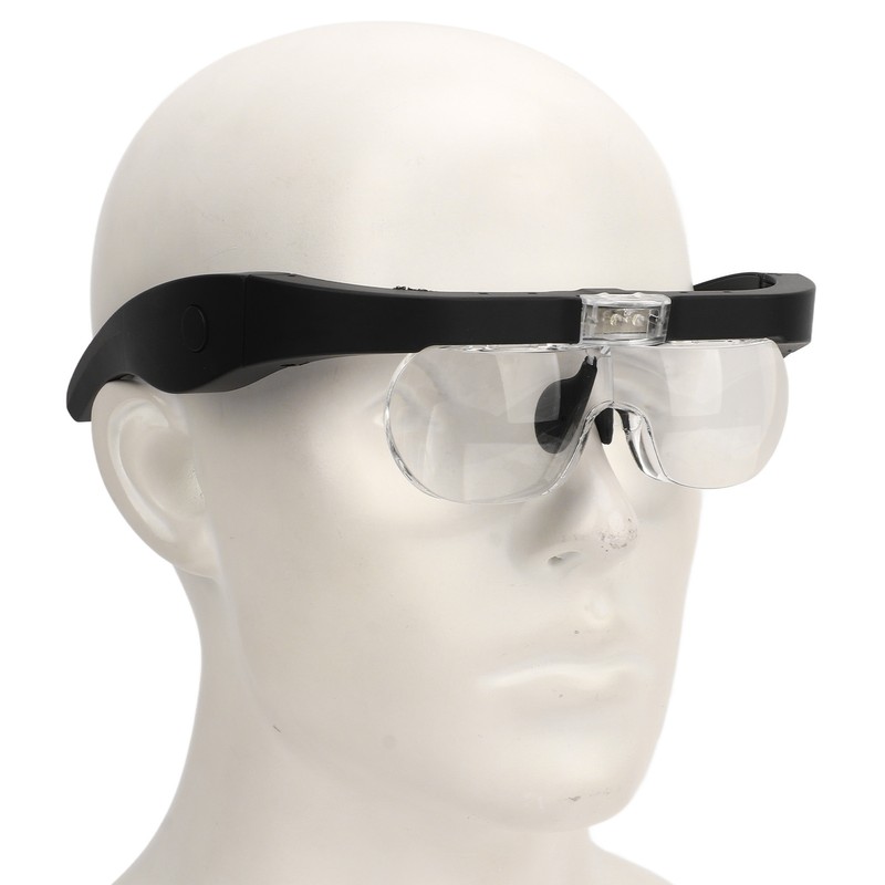 Headband Magnifying Glass Adjustable LED White Light 4 Interchangeable Lenses