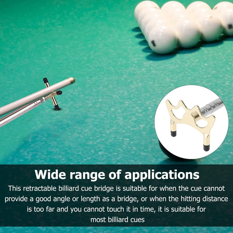 Retractable Billiards Cue Stick Bridge, Non-Slip Cue Pool with Replaceable