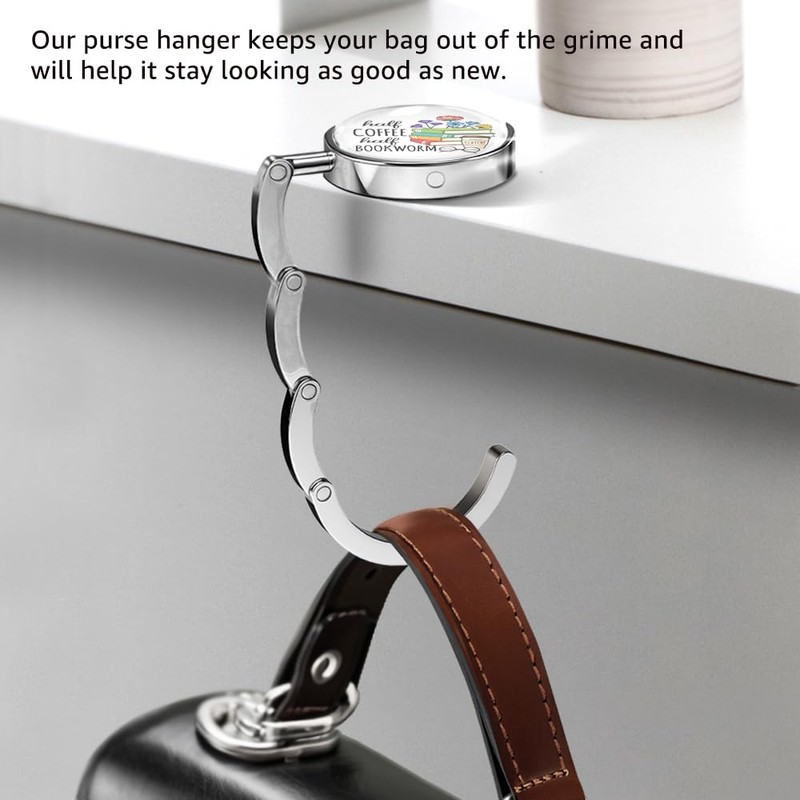 Mhfpl Half Coffee Half Bookworm Purse Hook, Funny Purse Holder