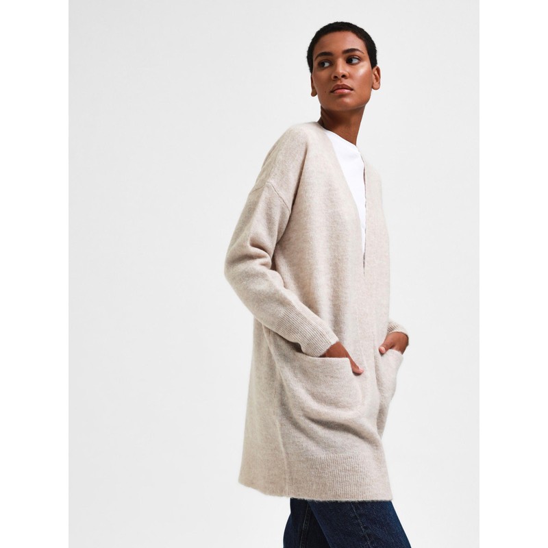 SELECTED FEMME Female Cardigan Long, Beige2