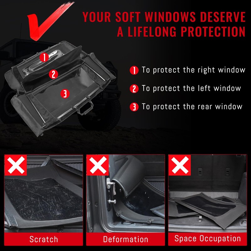 HIBRONGO Upgrade Soft Top Window Storage Bag Compatible with 2021-2025