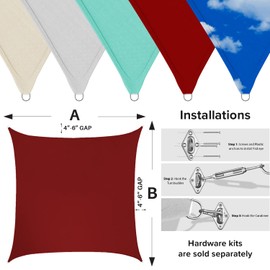 INFRANGE Waterproof Sun Shade Sail Rectangle Canopy Shade Cover for Outdoor Activities Garden Patio Deck Balcony (Red)