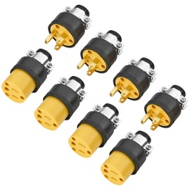 Extension Cord Electrical Wire Repair End 15 Amp, 125 Volt | 4 Sets Male Female 3-Prong Grounding Replacement Connectors Set | Safety-Rated Connection | Triple-Drive Screws for Easy Installation.