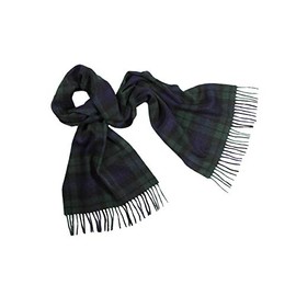 Pure Cashmere Tartan Scarf, Black (Black Watch)