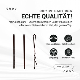 HAARallerliebst® 50 Bobby Pins braun dunkel – 5cm Haarklammern für Damen – Extra stark & langlebig – nachhaltige Geschenkbox – Haarnadeln für Frisuren, Haarstyling Zubehör (dunkelbraun, 50 Stück)