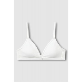 JAJU [JAJU] Women's Cotton Pointelle Bralette - White