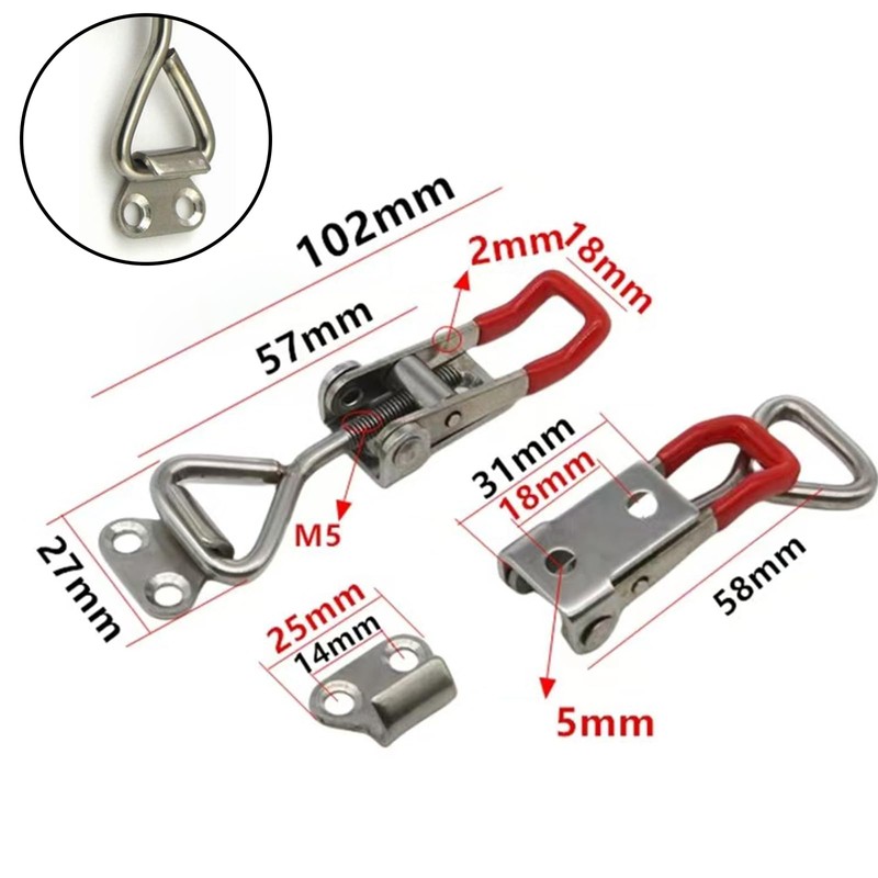 102mm Adjustable Toggle Clamp, 2Pcs Stainless Steel Toggle Clamp, Quick