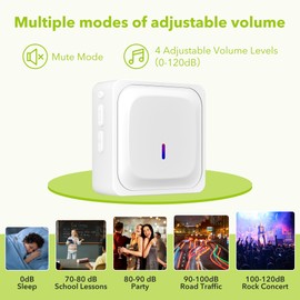 BN-LINK Wireless Doorbell with 2 Buttons, Mini Waterproof Door Bell Easy Installation, 1000Ft Range, Adjustable Volume & 58 Chimes, LED Flash, Perfect for Homes, Offices, Apartments (White)