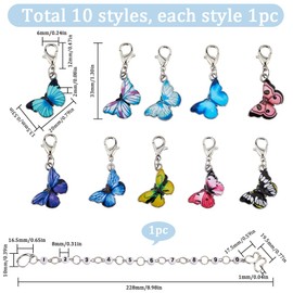 SUNNYCLUE 1 Box 11Pcs Butterfly Knitting Tool Sets Locking Stitch Markers Knitting Marker Crochet Knitting Markers Enamel Number 0-9 Knitting Row Counter Chains for Knitting Weaving Sewing Accessories