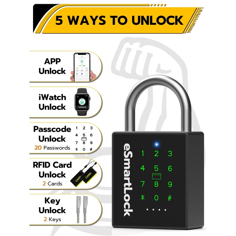 Pothunder Heavy Duty Smart Padlock, Gate Lock Padlock with Key