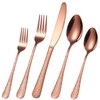 A · HOUSEWARE Hammered Silverware Copper/Rose Gold Flatware Set 40
