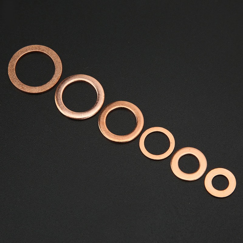 110Pcs Copper Washer Flat Fixing Sealing Fasteners Assortment Kit for