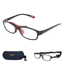 Sports Goggles Glasses Football Soccer Safety Glasses,Anti Shock Collision Explosionproof Goggles with Adjustable Strap Interchangeable Temples for Men Youth Outdoor Sports