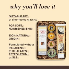 Burt's Bees Mothers Day Gifts for Mom, Classics Set, 6 Products in Giftable Tin – Cuticle Cream, Hand Salve, Lip Balm, Res-Q Ointment, Hand Repair Cream and Foot Cream
