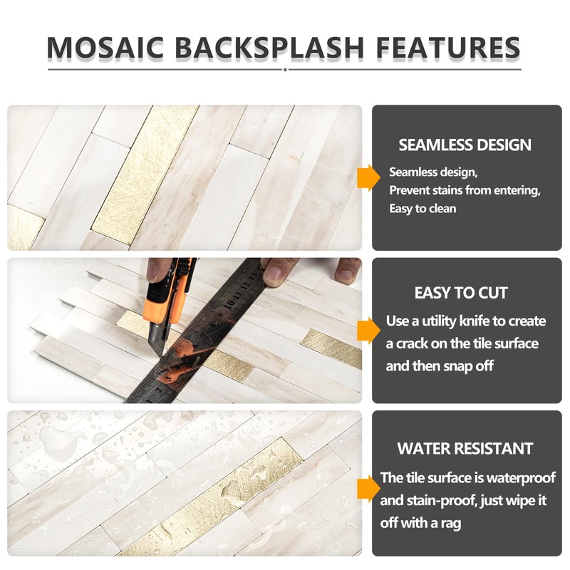 STICKGOO 2 Sheets Peel and Stick Backsplash Tile, Stick on
