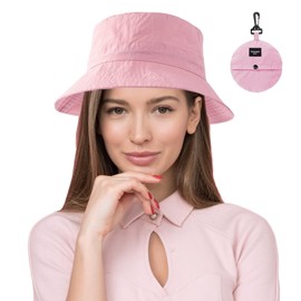 AWOCAN Women Bucket Hat Wide Brim Cap Packable Reversible Summer Sun Hat Fishing Hat Waterproof UV Protection for Men/Women (Polyester, pink)