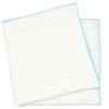 BELLUNO Ivory White Pocket Square with Pastel Blue Trim Embroidered