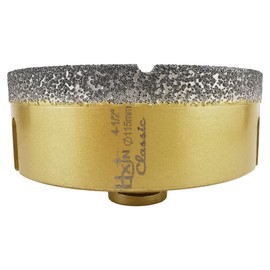 HXIN Vacuum brazed Diamond Hole Saw with 5/8"-11 Thread Classical Golden for Dry or Wet Drilling on Hard Porcelain Ceramic Tile Masonry Granite Marble Used on Angle Grinder (115mm 4-1/2")
