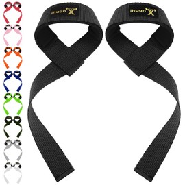 ihuan Wrist Straps for Weight Lifting - Lifting Straps for Weightlifting | Gym Wrist Wraps with Extra Hand Grips Support for Strength Training | Bodybuilding | Deadlifting (black)