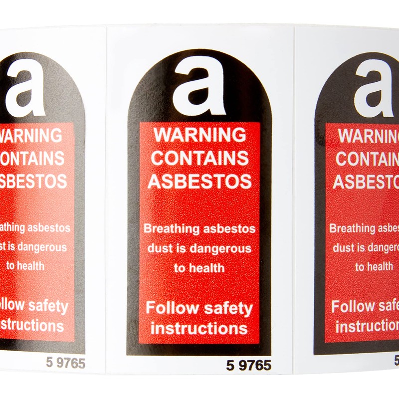 Caledonia Signs 59765 Contains Asbestos ,White,100 S/A Label, 27 mm