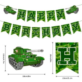 Attimal Military Birthday Party Decorations - Adults and Children Party Supplies, Including Eye-Catching Camouflage Birthday Banner and Military Theme Hanging Spiral 34 Pieces