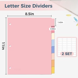 SUNEE 8 Tab Binder Dividers,Plastic Dividers for 3 Ring Binder,3 Ring Binder Dividers with Tabs for School Office Home Supplies,Pastel Color, 2 Set