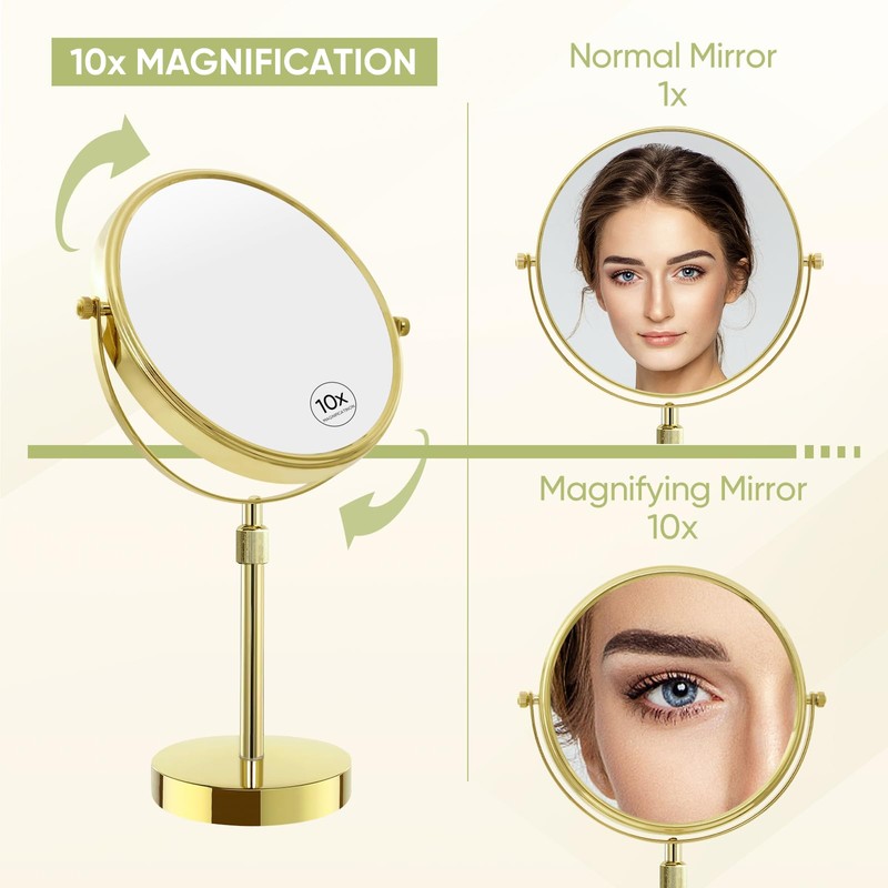 Nicesail Table Mirror 1X 10X Magnifying Mirror Double Sided, Vanity