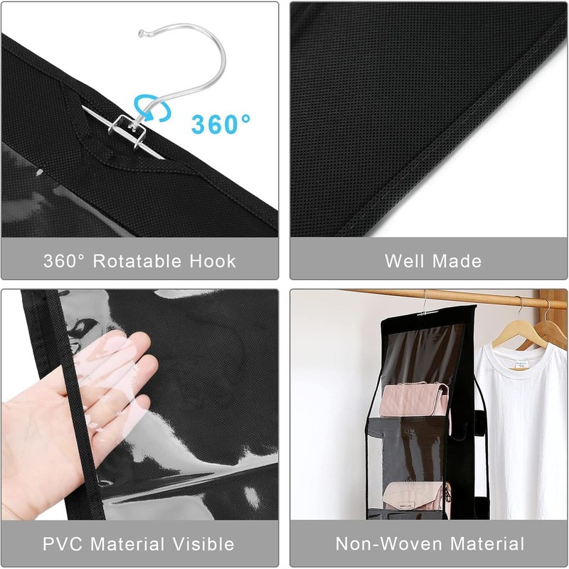 2 Pack Handbag Hanging Organizer, Space Saving Storage Hanger with