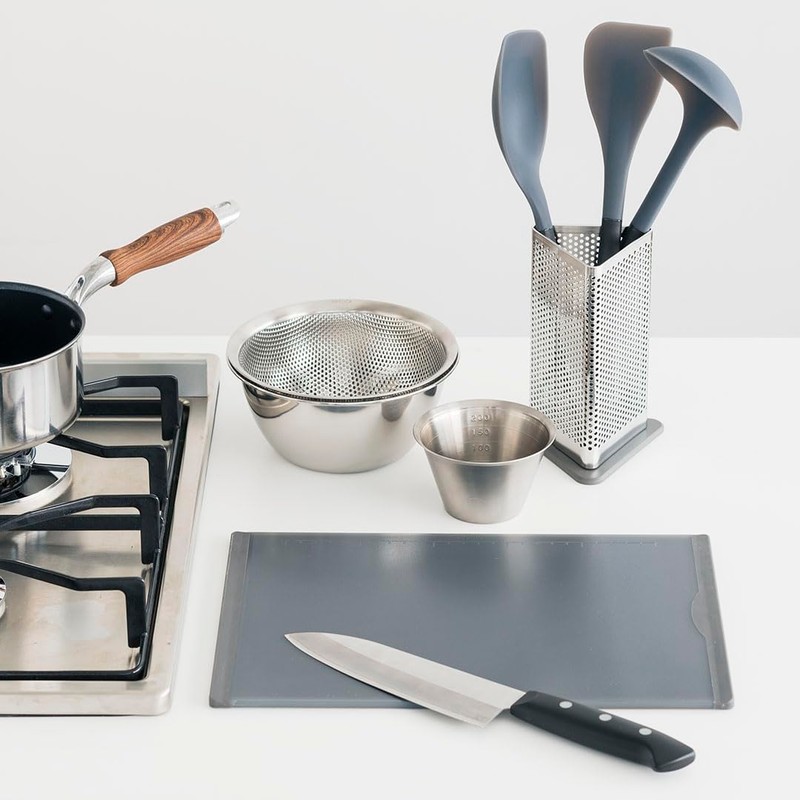 Keyuka Ledge Lightweight Cutting Board, Thin (Light Gray, Antibacterial), Cutting