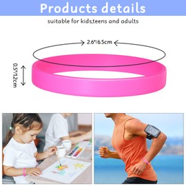 Morcheiong 12 Pieces Silicone Bracelets- Rose-red Color Blank Rubber Wristbands for Adults Teen Party Favors