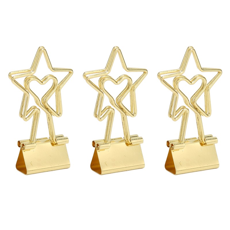 100 Pcs Binder Clips Star Shape Paper Clamps Hollow Long